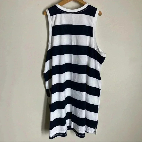 Old Navy Women's 3X NWT Navy and White Striped Cotton Dress with Pockets - Picture 4 of 10
